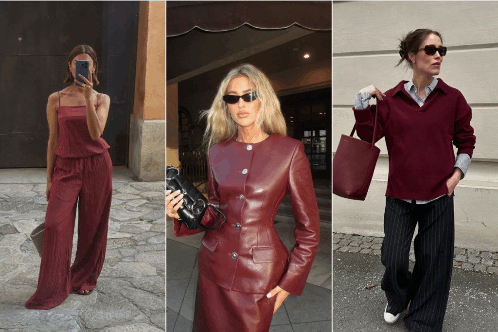 looks com a cor burgundy